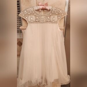 Marchesa Ivory Kids Dress with Beadwork